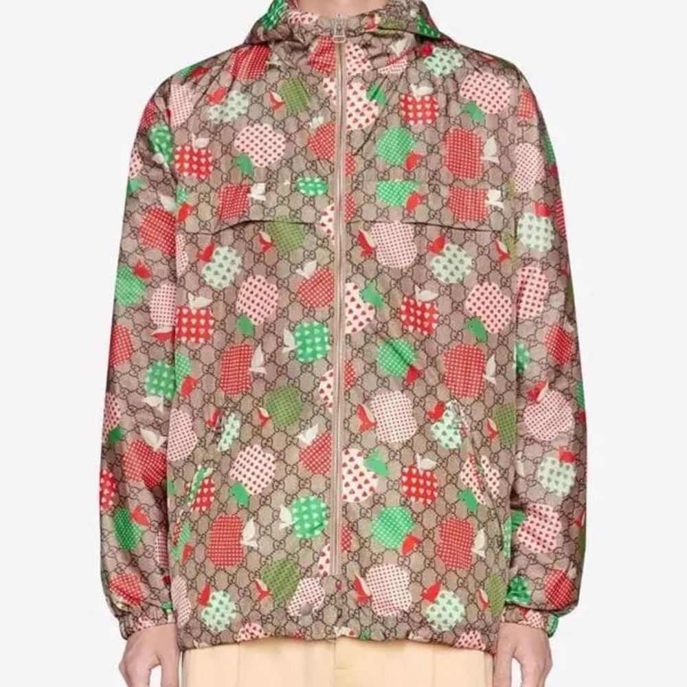 NWOT GUCCI  Apple-Print Hooded Jacket size48